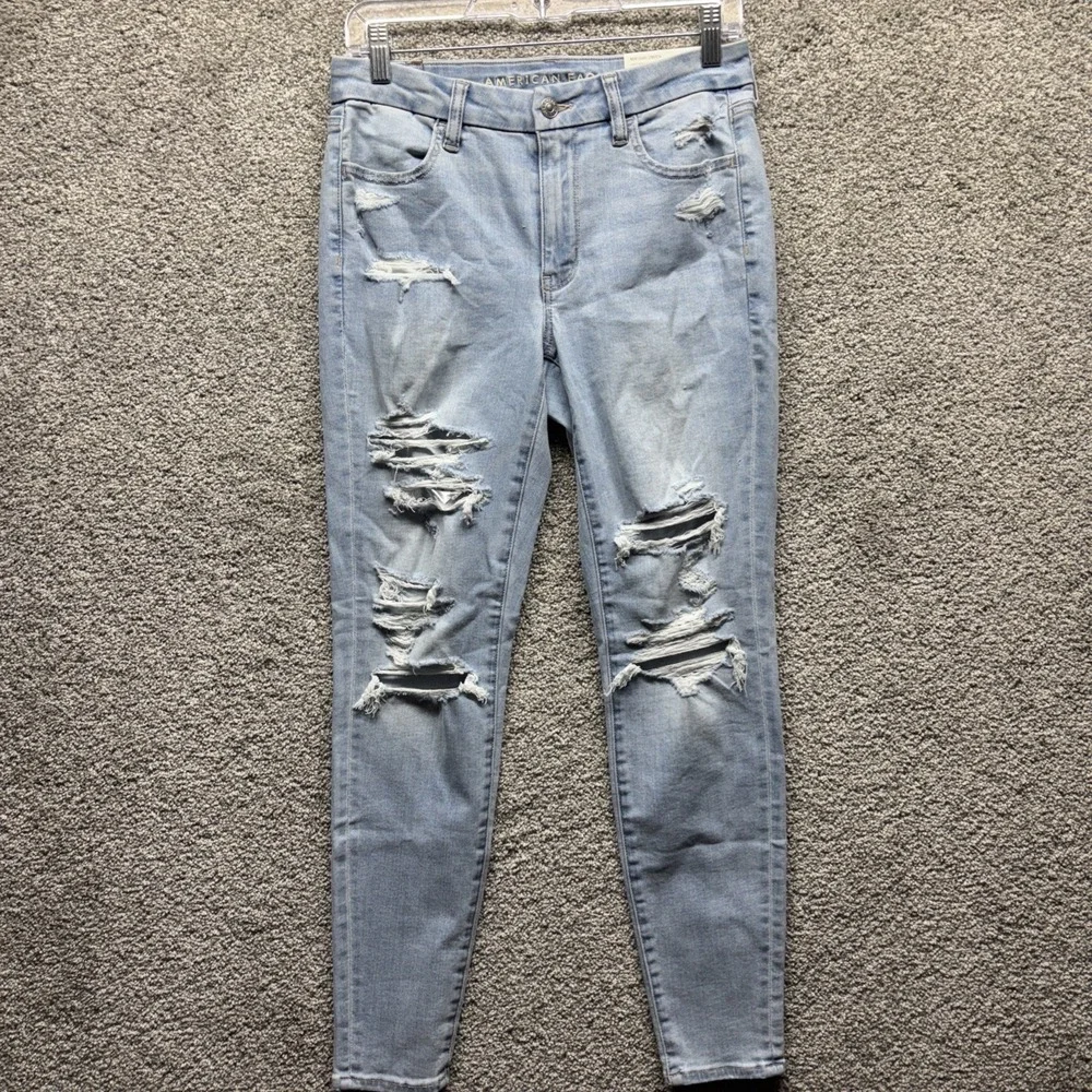 American Eagle Jeans Womens 6 29x29 Curvy High Rise Jegging Distressed Denim NWT